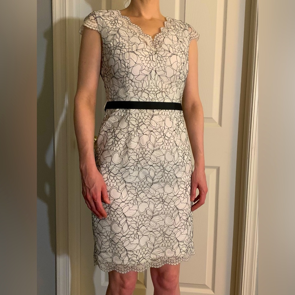 Calvin Klein, Black and White Lace Dress, size 2.